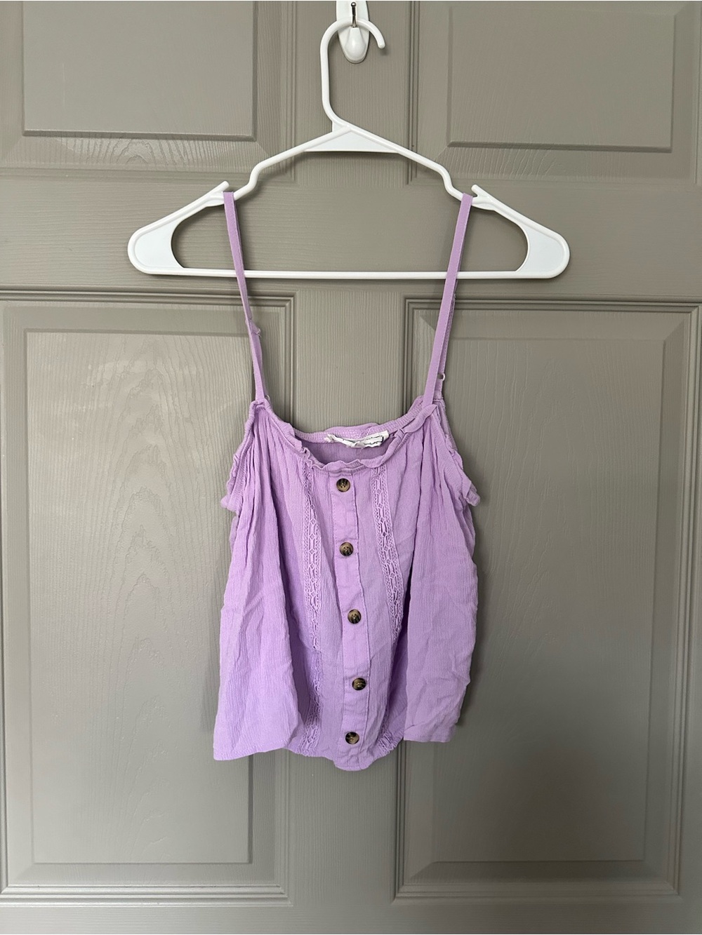Hippie Rose Lavender Button-Front Lace Trim Camisole Tank